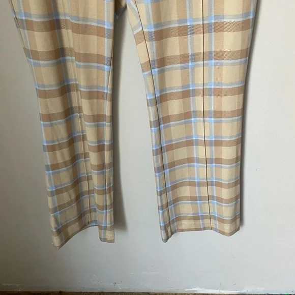 J. McLaughlin Tan and White Plaid Cropped Rylie Pants Size XL - Picture 3 of 10